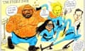 Chris Riddell illustration of the four Tory leadership candidates as the Feeble Four superheroes
